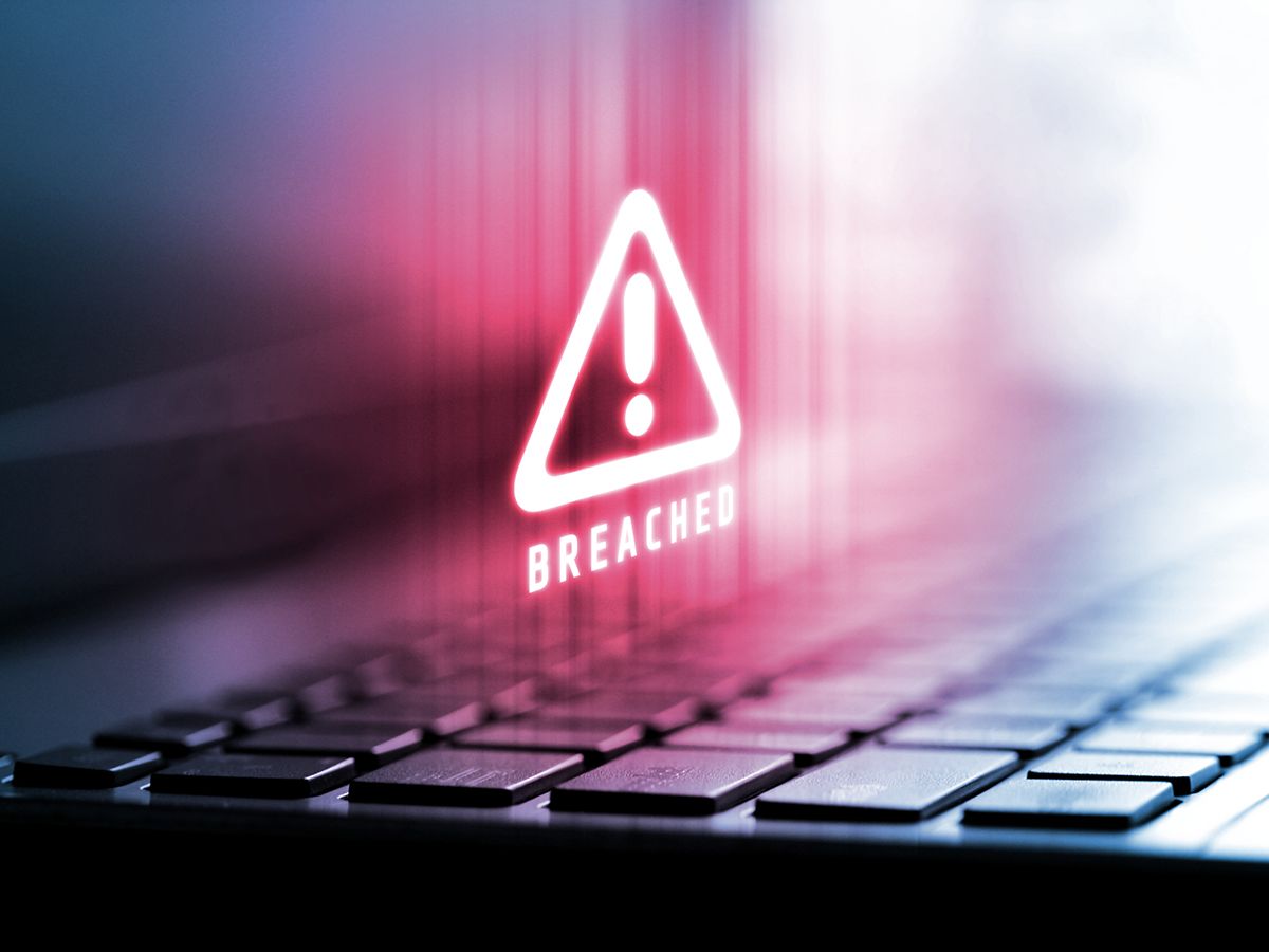 3D Rendering of alert logo on laptop computer. Concept of privac