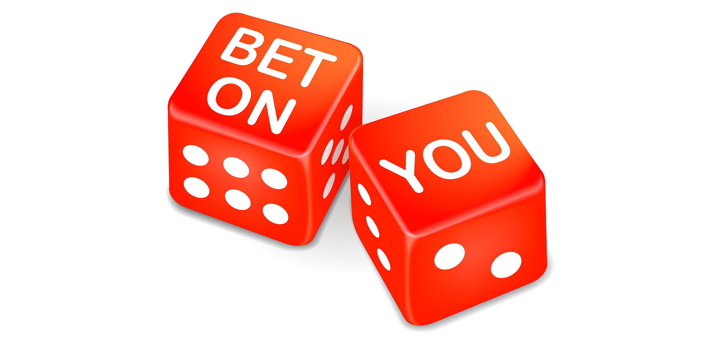 bet on you words on two red dice over white background