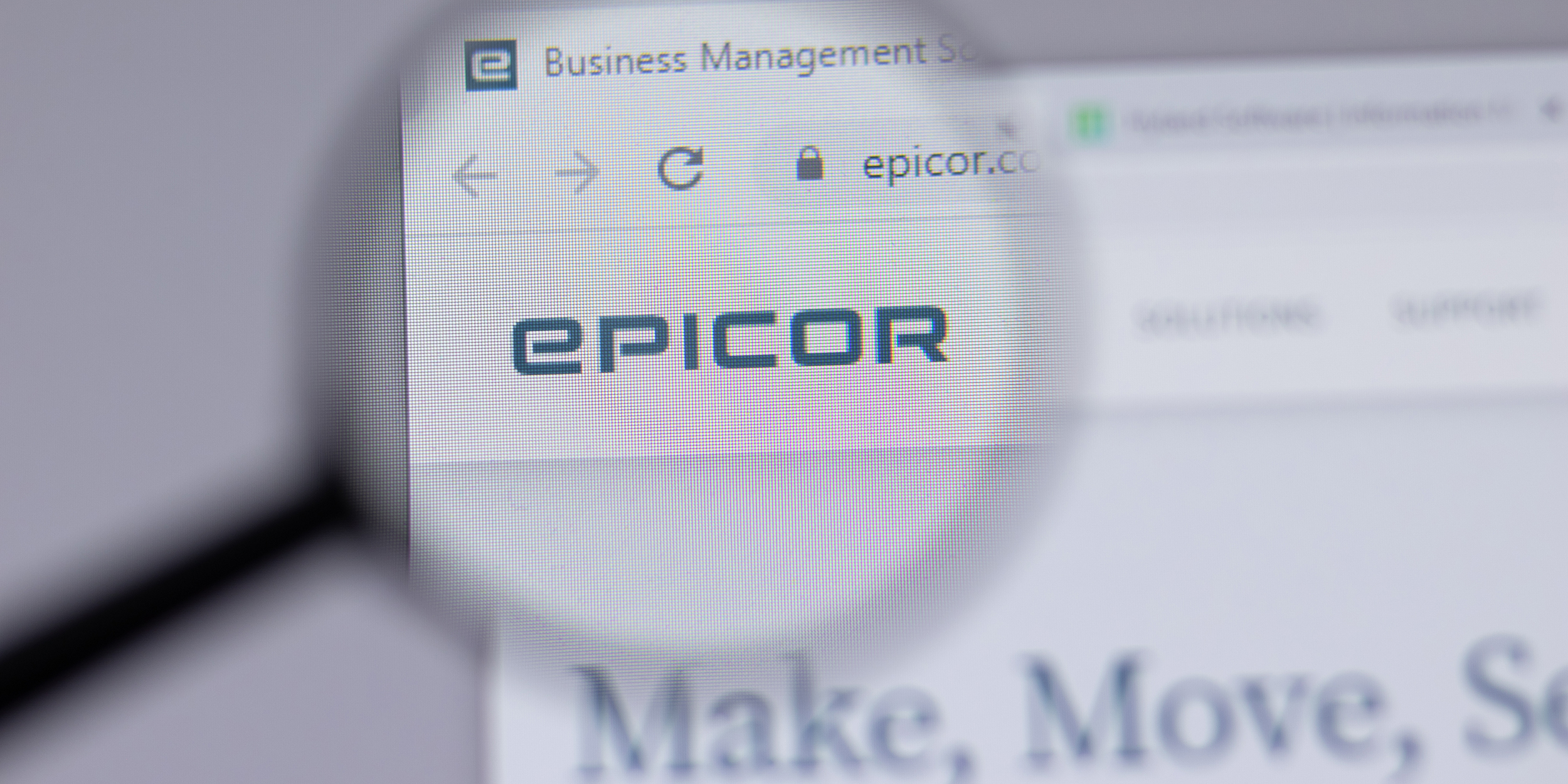 New York, USA - 18 March 2021: Epicor company logo icon on website, Illustrative Editorial
