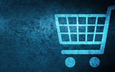 Ecommerce icon isolated on special blue banner background abstract illustration