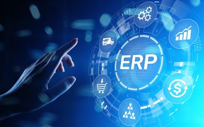 ERP - Enterprise resource planning business and modern technology concept on virtual screen.