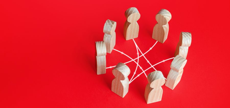 Circle of connected people. Collaborate and cooperate in a group. Communication within the team. Teamwork. Negotiation dialogue. Business meeting. Consolidation. Circle of friends. Mutual relations