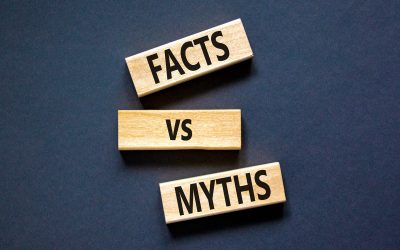 Facts vs myths symbol. Concept words Facts vs myths on wooden blocks on a beautiful black table black background. Business, finacial and facts vs myths concept. Copy space.