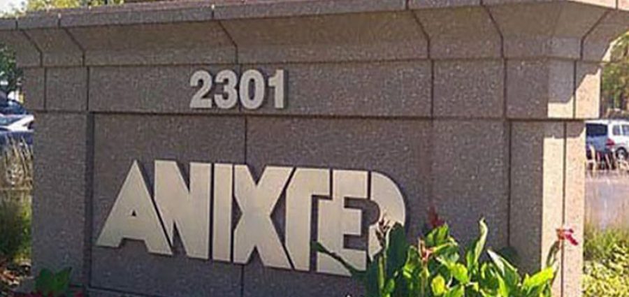 Anixter company sign in front of office