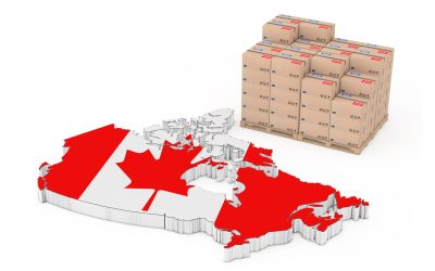 Canada  Logistics Concept. Cardboard Boxes on a Wooden Palette n