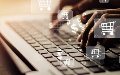e-commerce depiction laptop digital shopping cart
