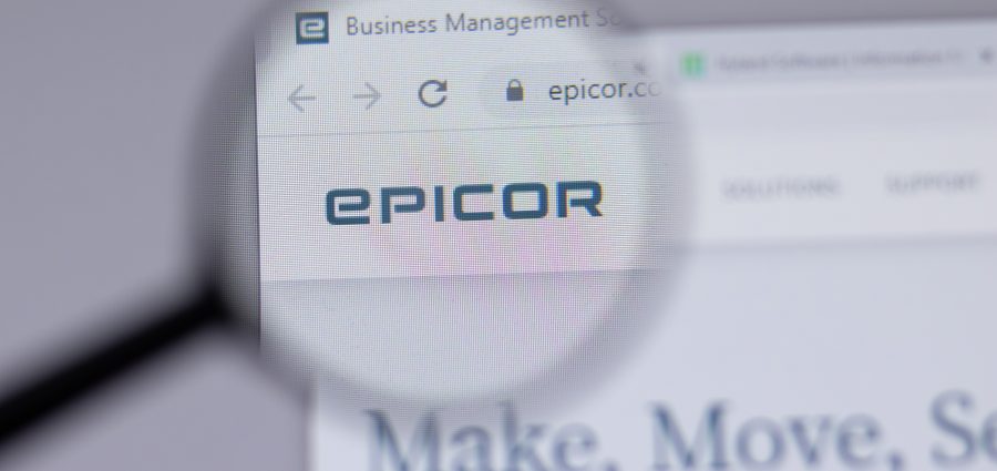 New York, USA - 18 March 2021: Epicor company logo icon on website, Illustrative Editorial