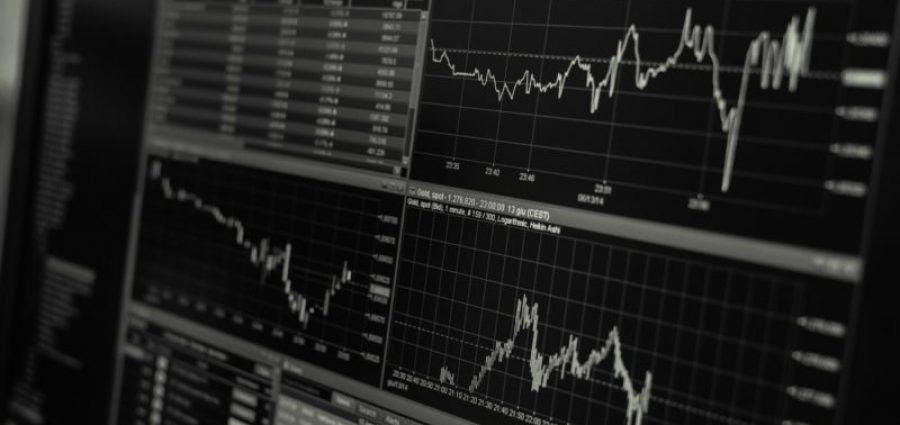 stock market chart on computer_b&w